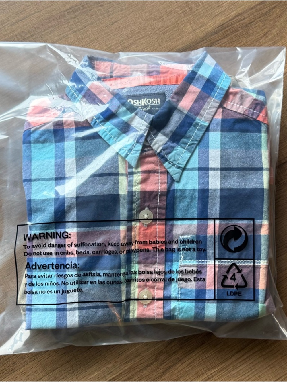 🐻 2/$25 • Cute Outfit • Blue & Pink Plaid Button-Up Shirt & Khaki Shorts - Picture 8 of 8